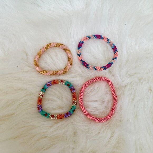 HAND CRAFTED in Nepal Beaded Bracelets (set of 4) PCH2 - Picture 3 of 4